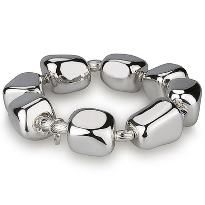 Stretch silver nugget bracelet