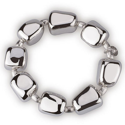Stretch silver nugget bracelet