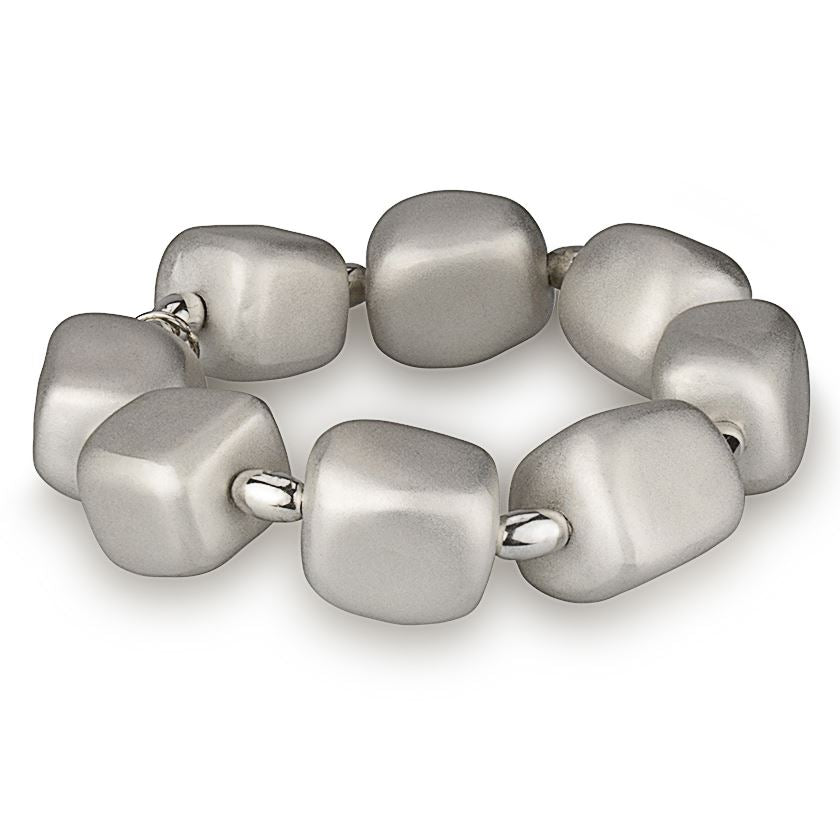 Stretch-Silberarmband mit matten Nuggets