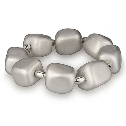 Stretch silver bracelet with matt nuggets