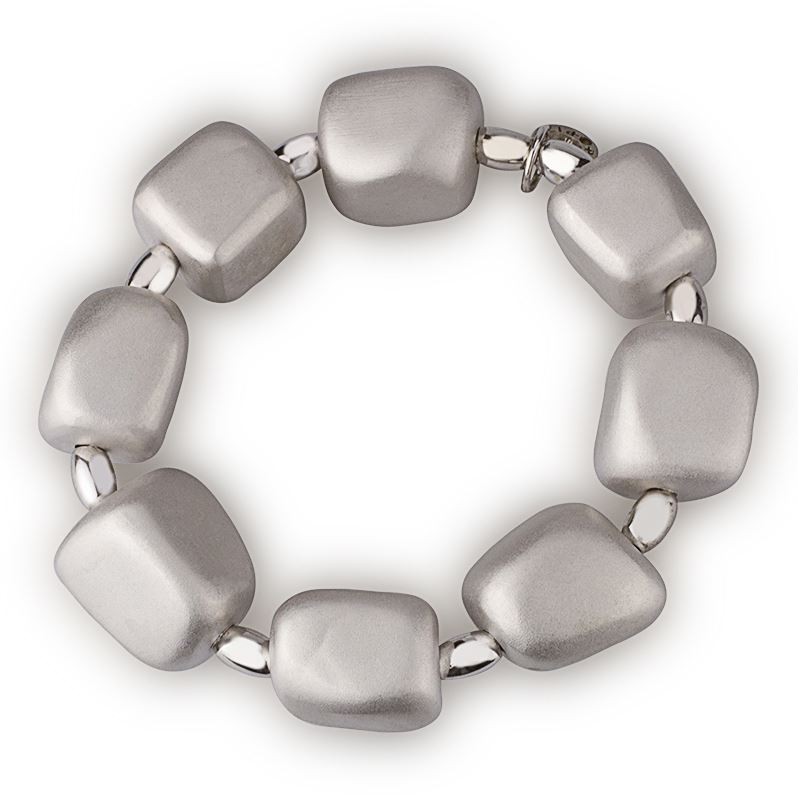 Stretch-Silberarmband mit matten Nuggets