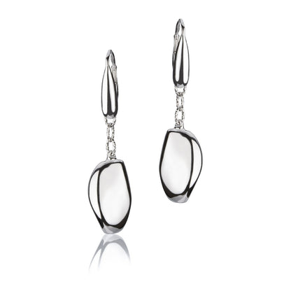 Orecchini in  argento a catena con pendente lucido