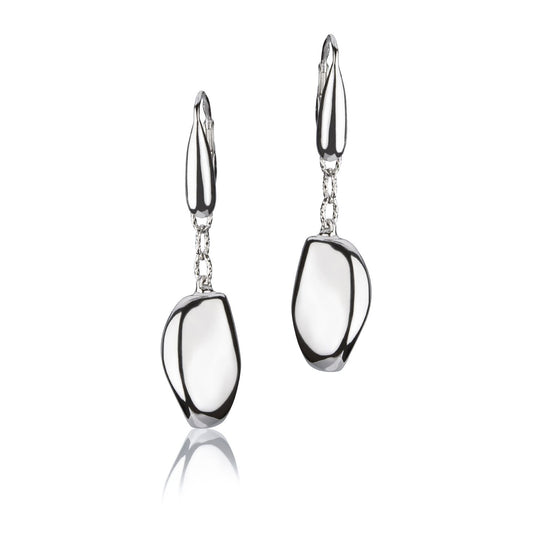 Orecchini in  argento a catena con pendente lucido