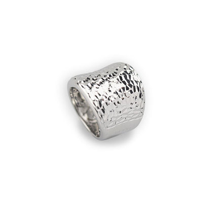 Anello in argento  onde diamantato intrecciato