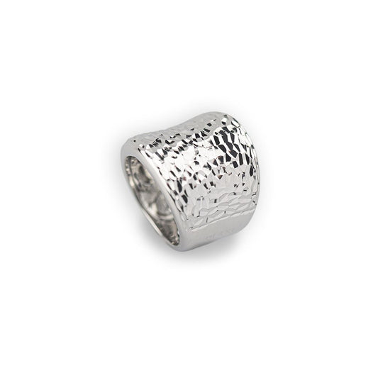 Anello in argento  onde diamantato intrecciato