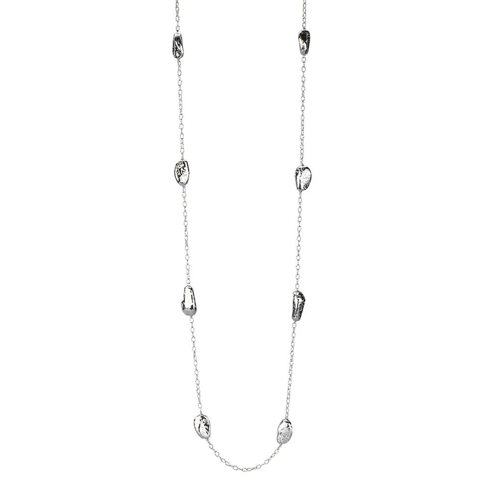 Collana argento lunga elementi incisi