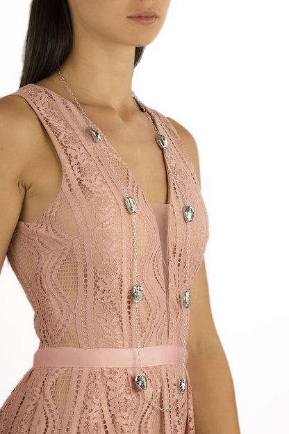 Collana argento lunga elementi incisi