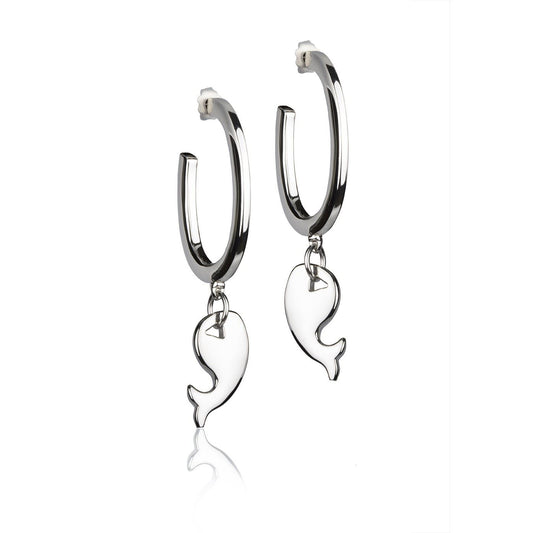 Silberne Creolen mit Wal-Anhänger