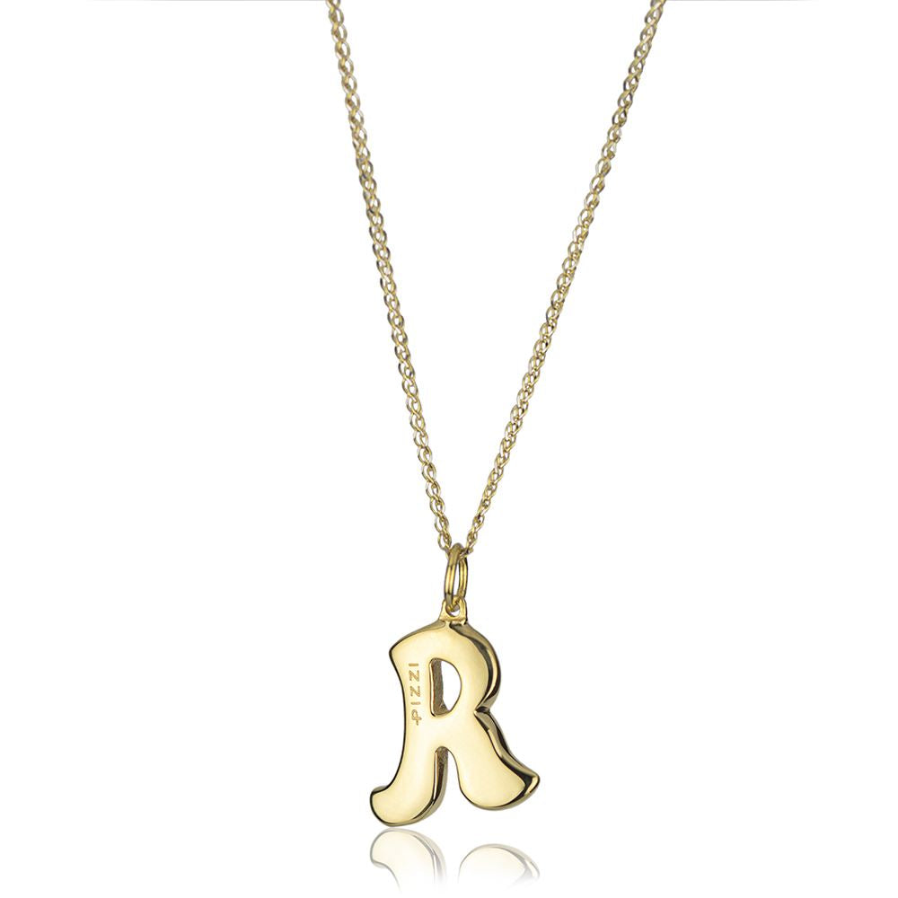 18kt yellow gold necklace with initial letter r
