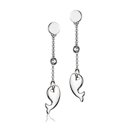 Orecchini in argento a catena pendente balena