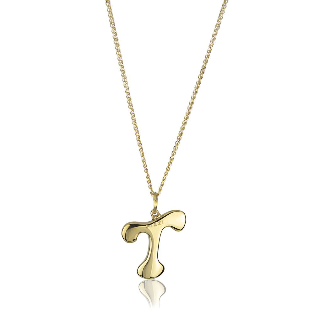 Collana in oro giallo 18kt con iniziale lettera t