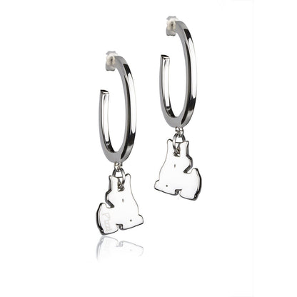 Orecchini in argento a cerchio pendente cane