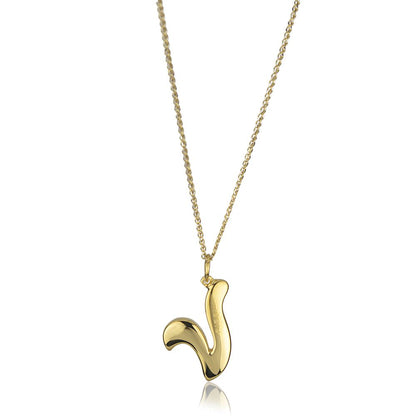 Collana in oro giallo 18k con iniziale lettera  v