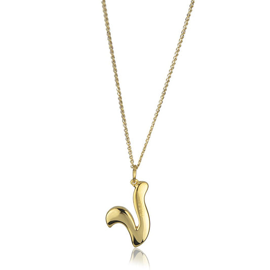 Collana in oro giallo 18k con iniziale lettera  v