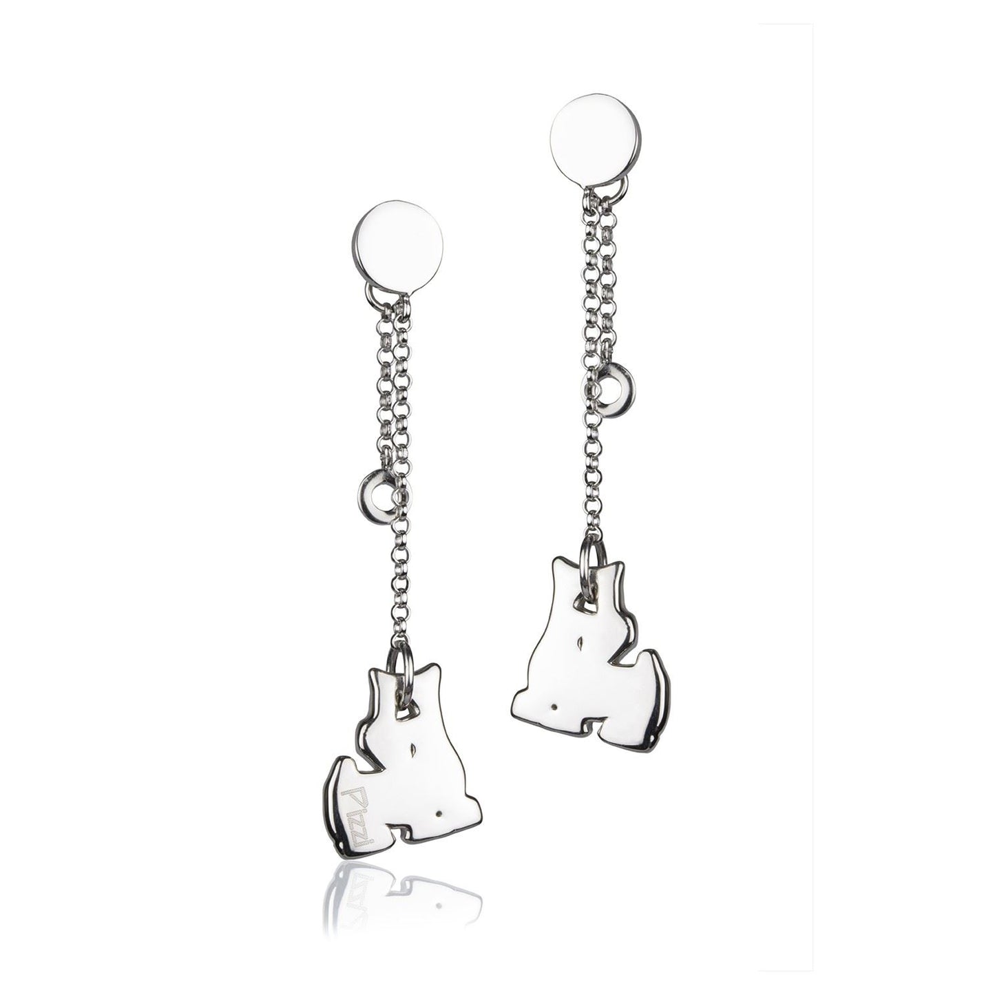 Orecchini in argento a catena pendente cane