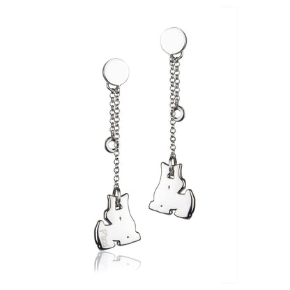 Orecchini in argento a catena pendente cane