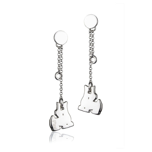 Silberne Ohrringe mit Hundeanhänger