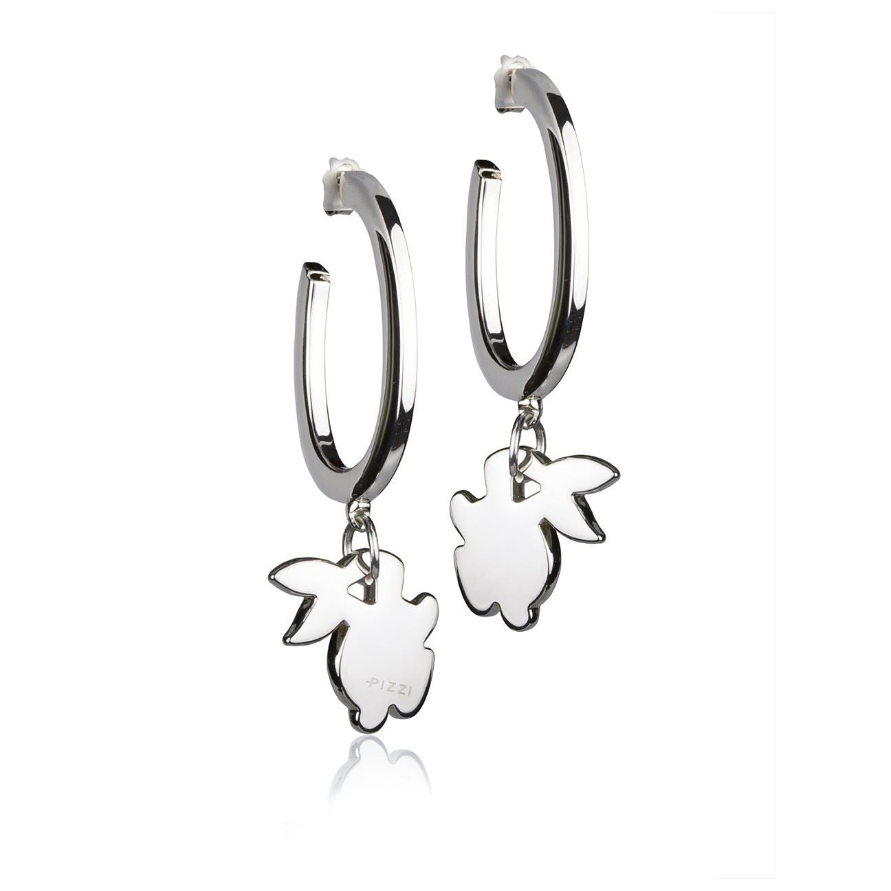 Silberne Creolen mit Hasenanhänger