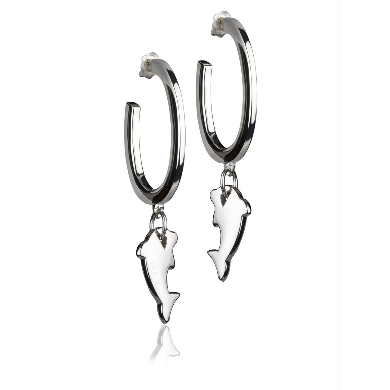 Orecchini in Argento Cerchio Pendente Delfino