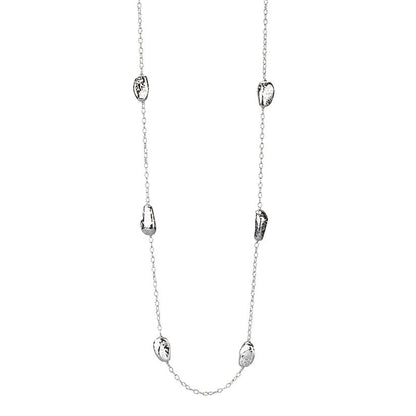 Collana in argento lunga con elementi incisi