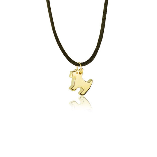 Pendente animals cane in oro giallo 18kt con laccio