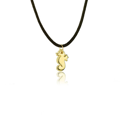 Pendente animals cavalluccio marino in oro giallo 18kt con laccio