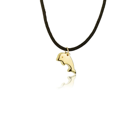 Pendente animals delfino in oro giallo 18kt con laccio