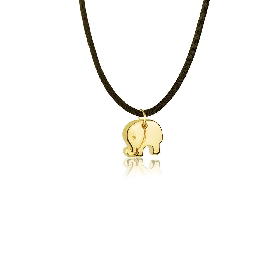 18kt yellow gold elephant pendant with lace