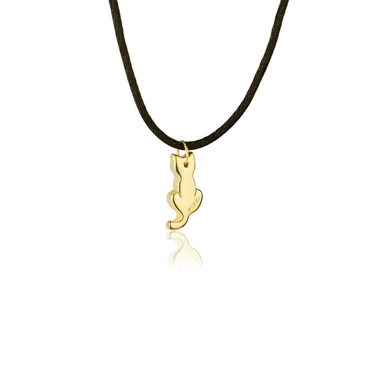 Pendente animals gatto in oro giallo 18kt con laccio