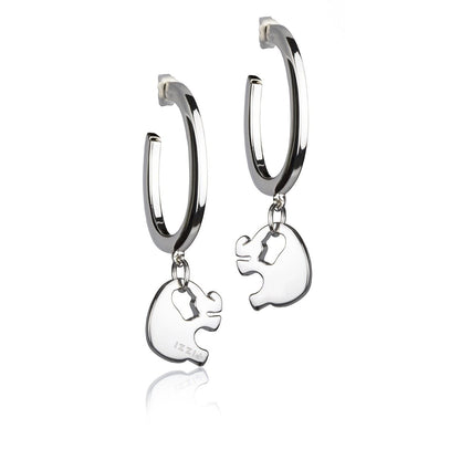 Orecchini  in Argento Cerchio Pendente Elefante