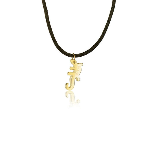 Pendente animals lucertola in oro giallo 18kt con laccio