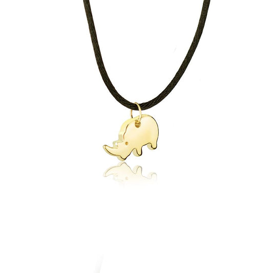Pendente animals rinoceronte in oro giallo 18kt con laccio