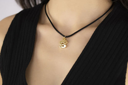 Pendente animals serpente in oro giallo 18kt con laccio