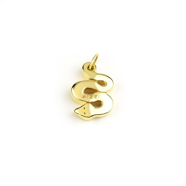 18kt yellow gold snake animal pendant with lace