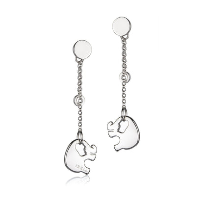 Orecchini in Argento a catena Pendente Elefante