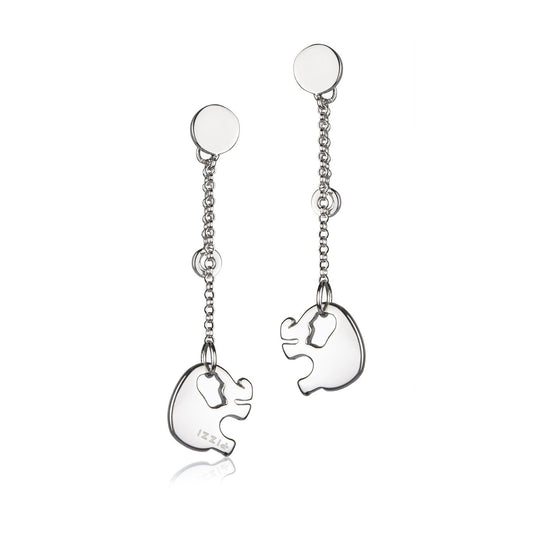 Silberne Kettenohrringe mit Elefantenanhänger