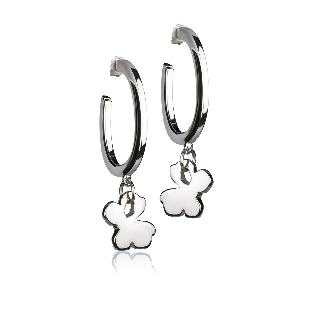 Silberne Creolen mit Schmetterlingsanhänger