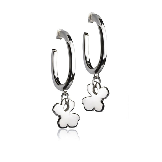 Silberne Creolen mit Schmetterlingsanhänger