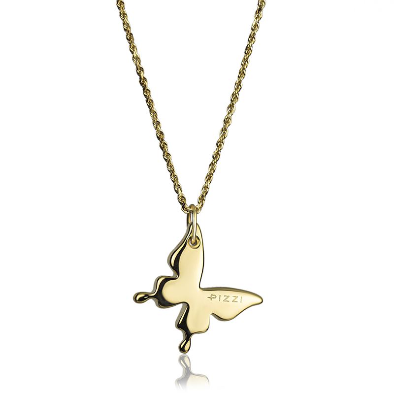 Collana in oro giallo 18kt con pendente farfalla