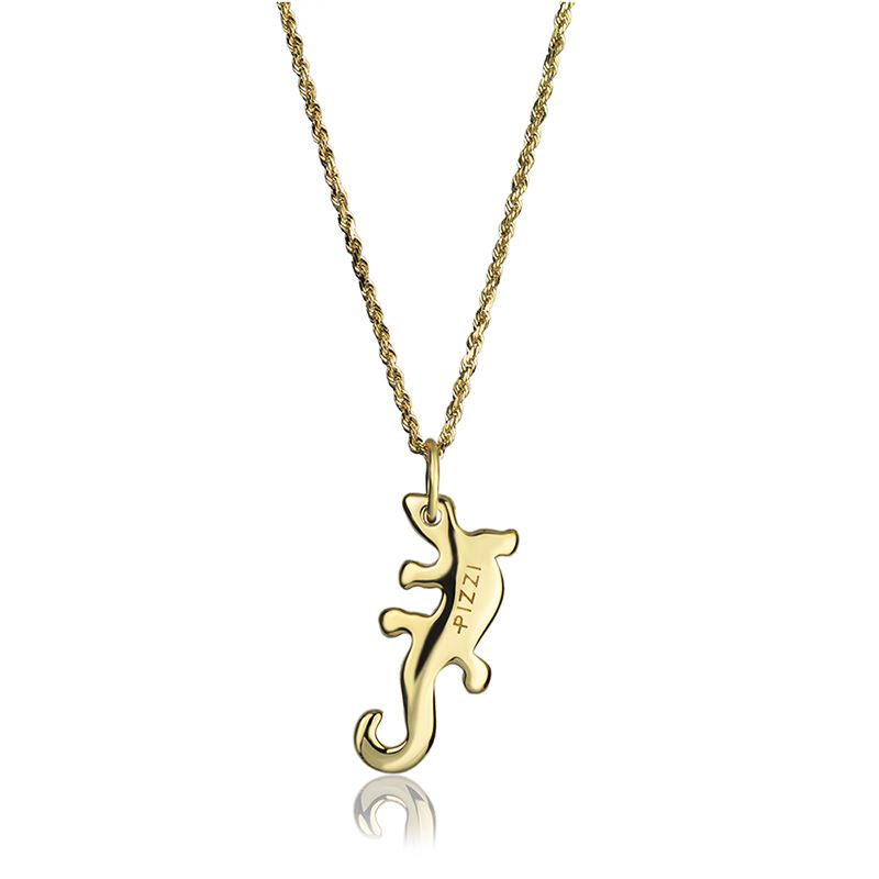 18kt yellow gold necklace with lizard pendant