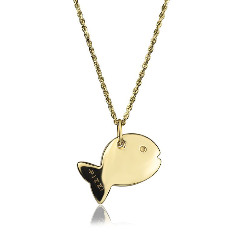 Collana in oro giallo 18kt con pendente pesce