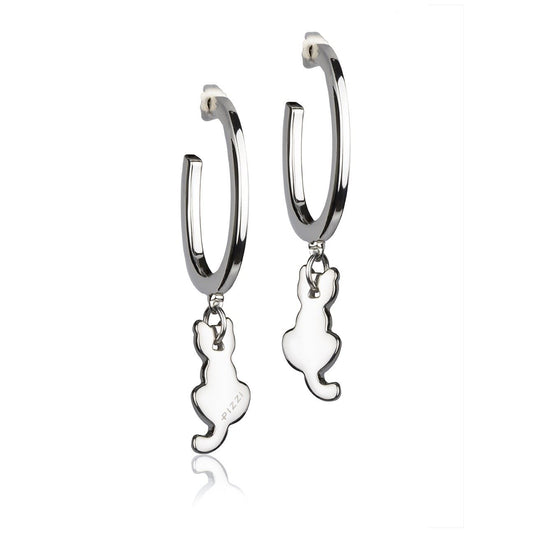 Silberne Creolen mit Katzenanhänger