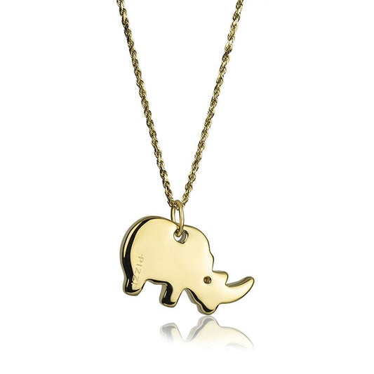 Collana  in oro giallo 18kt con pendente rinoceronte