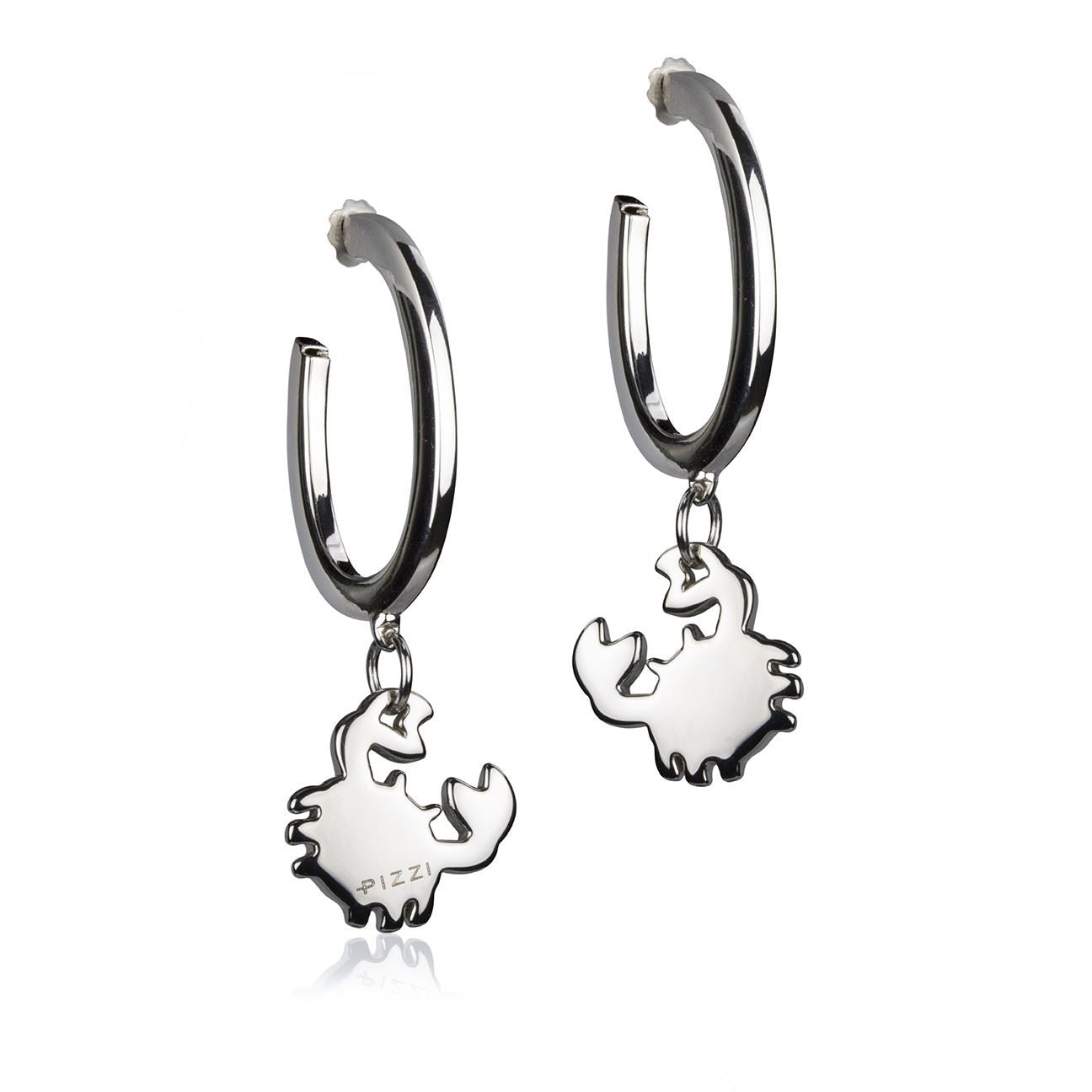 Silberne Krabben-Anhänger-Creolen