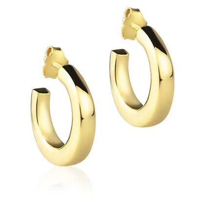 Orecchini in oro giallo 18k a cerchio da 20 mm sezione quadrata