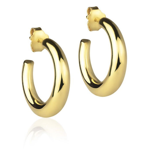 Orecchini in oro giallo 18k a cerchio da 20 mm sezione rotonda