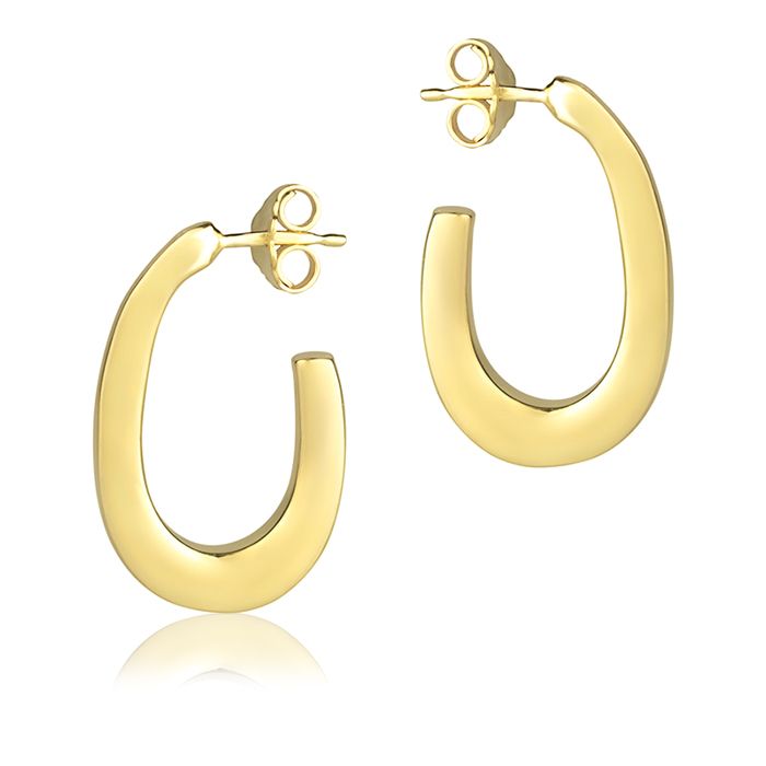 18k yellow gold oval earrings with a 15mm square section