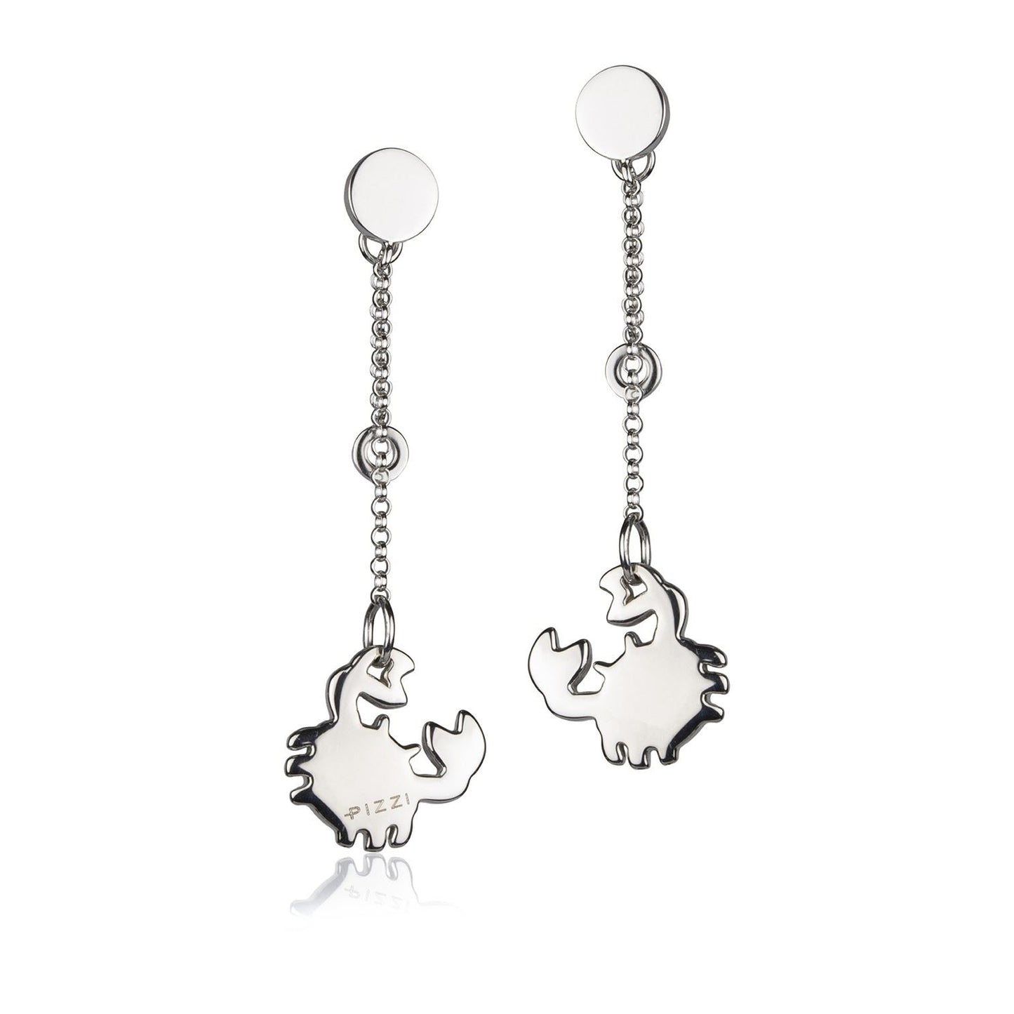 Silberne Kettenohrringe mit Krabbenanhänger