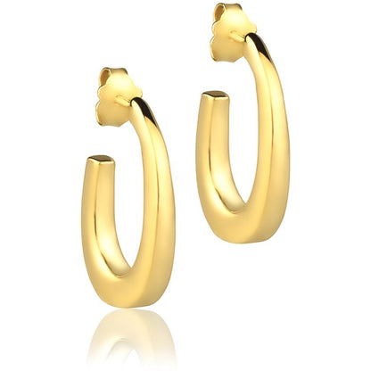 Orecchini ovali in oro giallo 18k sezione quadrata da 15 mm