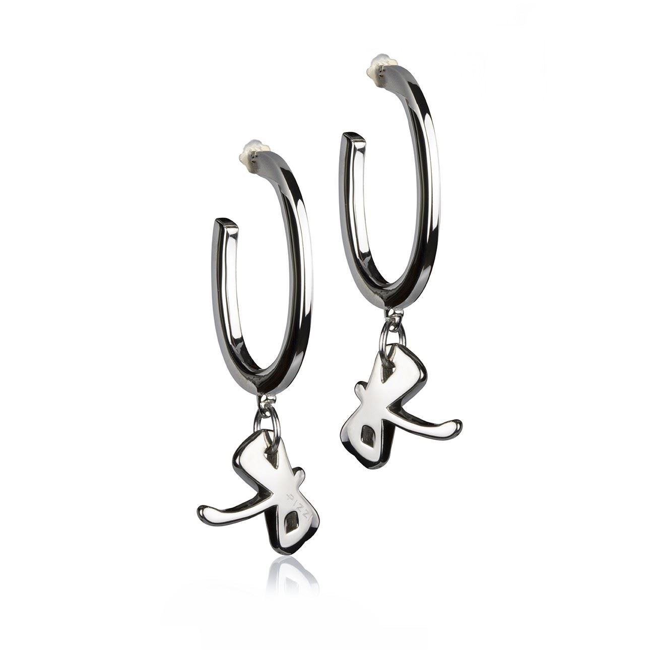 Orecchini in Argento a Cerchio Pendente Libellula